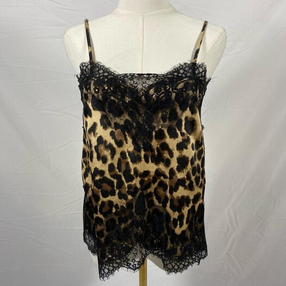 Storia‎ brown black leopard print lace cami top size small lingerie dainty